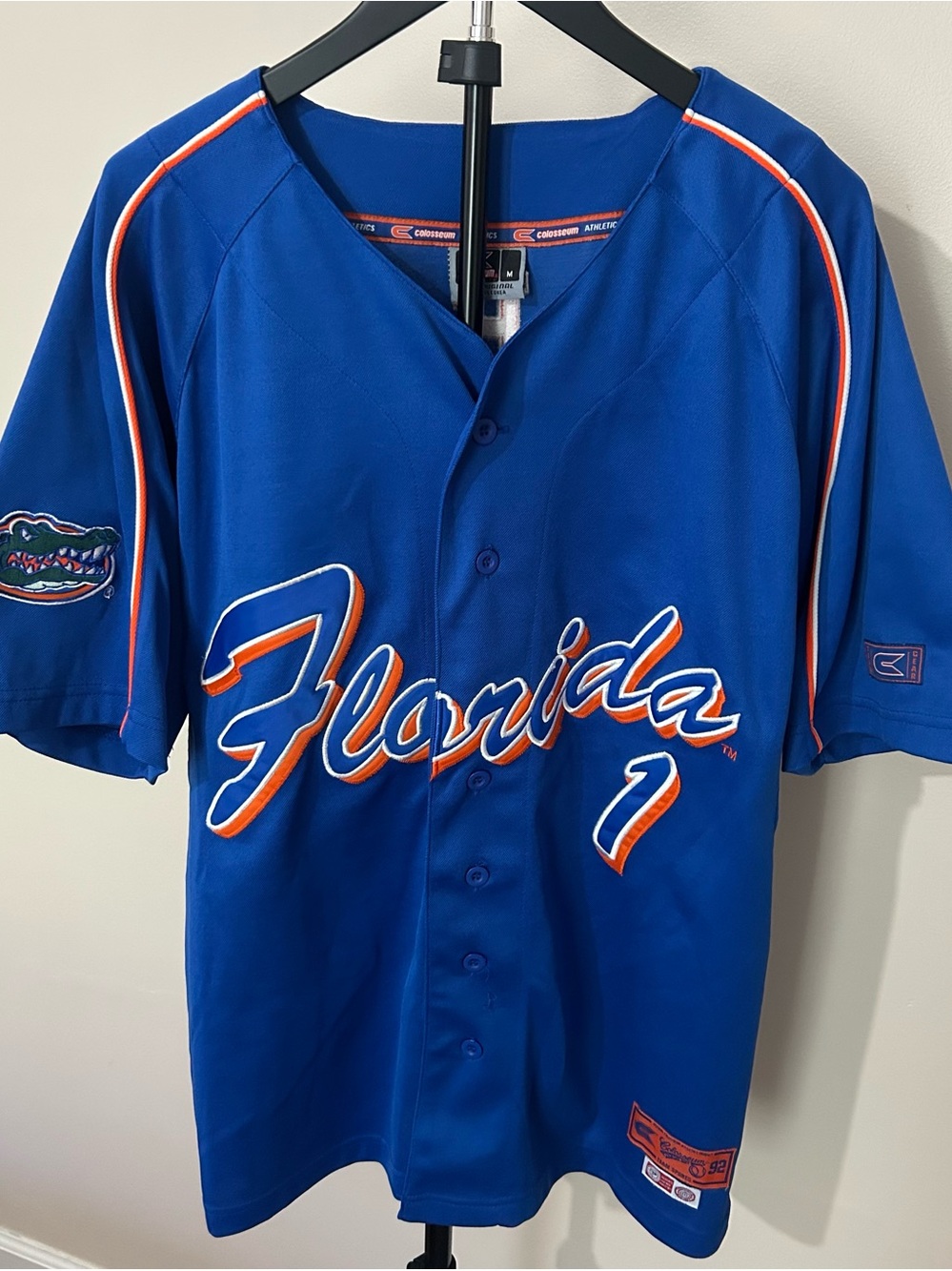 Colosseum Florida Gators Men’s Blue Jersey with Orange-Trim Script